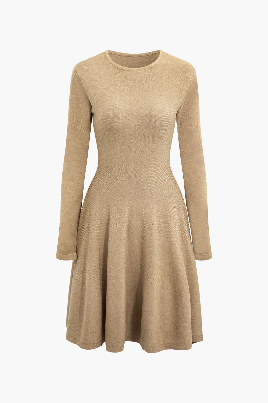Basic Katı Triko Uzun Kollu midi Elbise