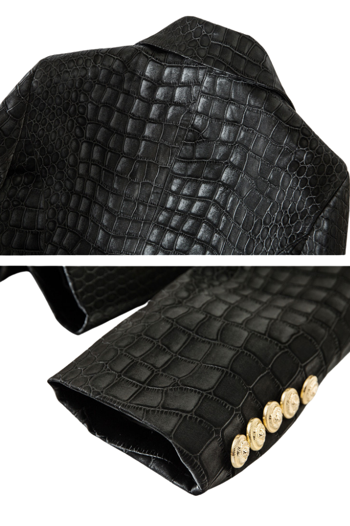 Candide Krokodil Vatkalı Deri Ceket