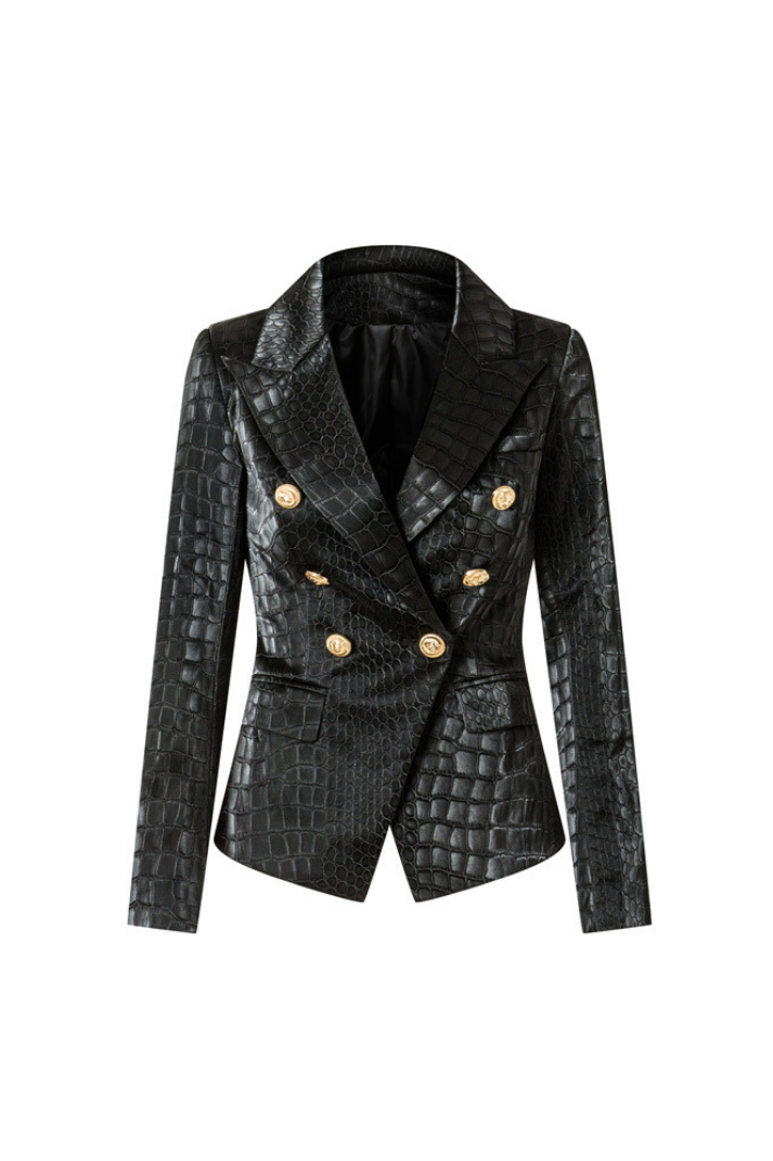 Candide Krokodil Vatkalı Deri Ceket