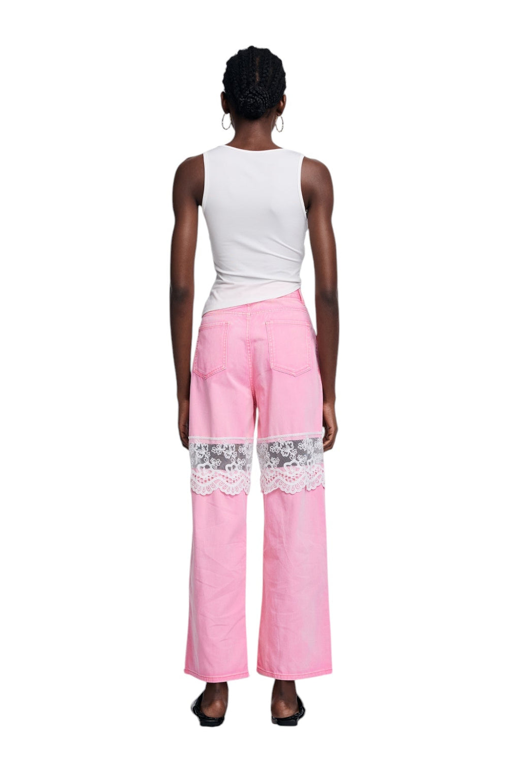 Dantel Detaylı Parçalı Kesik Jean