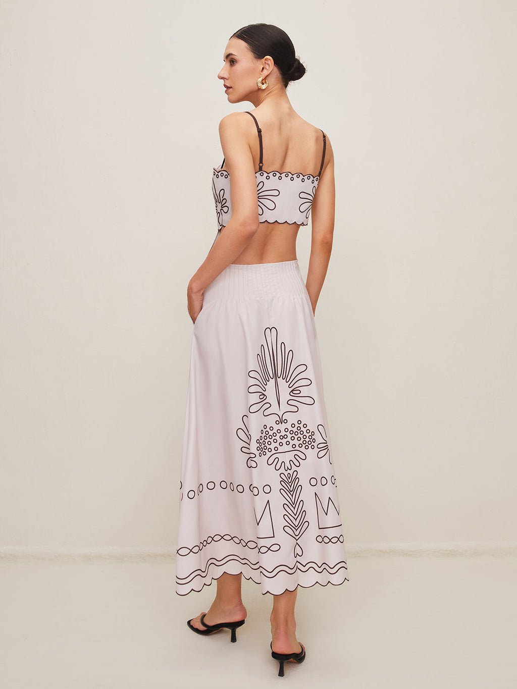 Baskı Cepli Midi Elbise