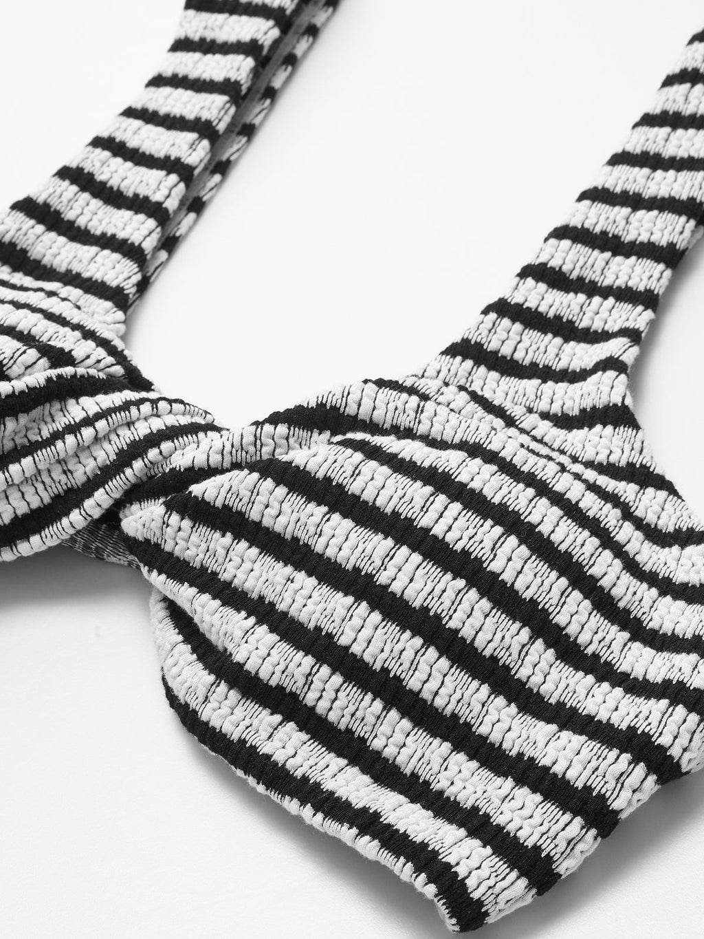 Bağcıklı Çizgili Örme Bikini Takımı