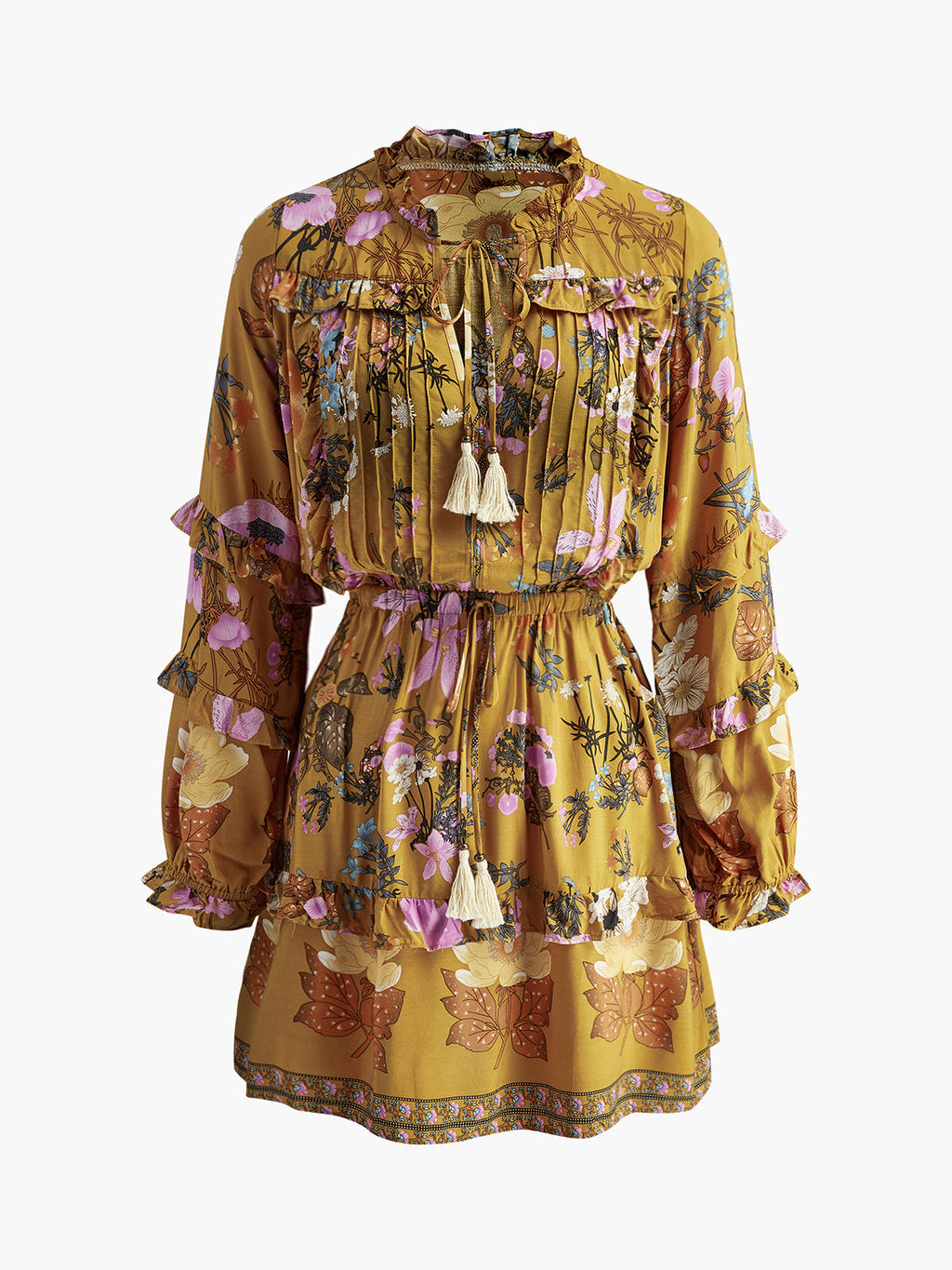 Baskılı Volanlı Elbise