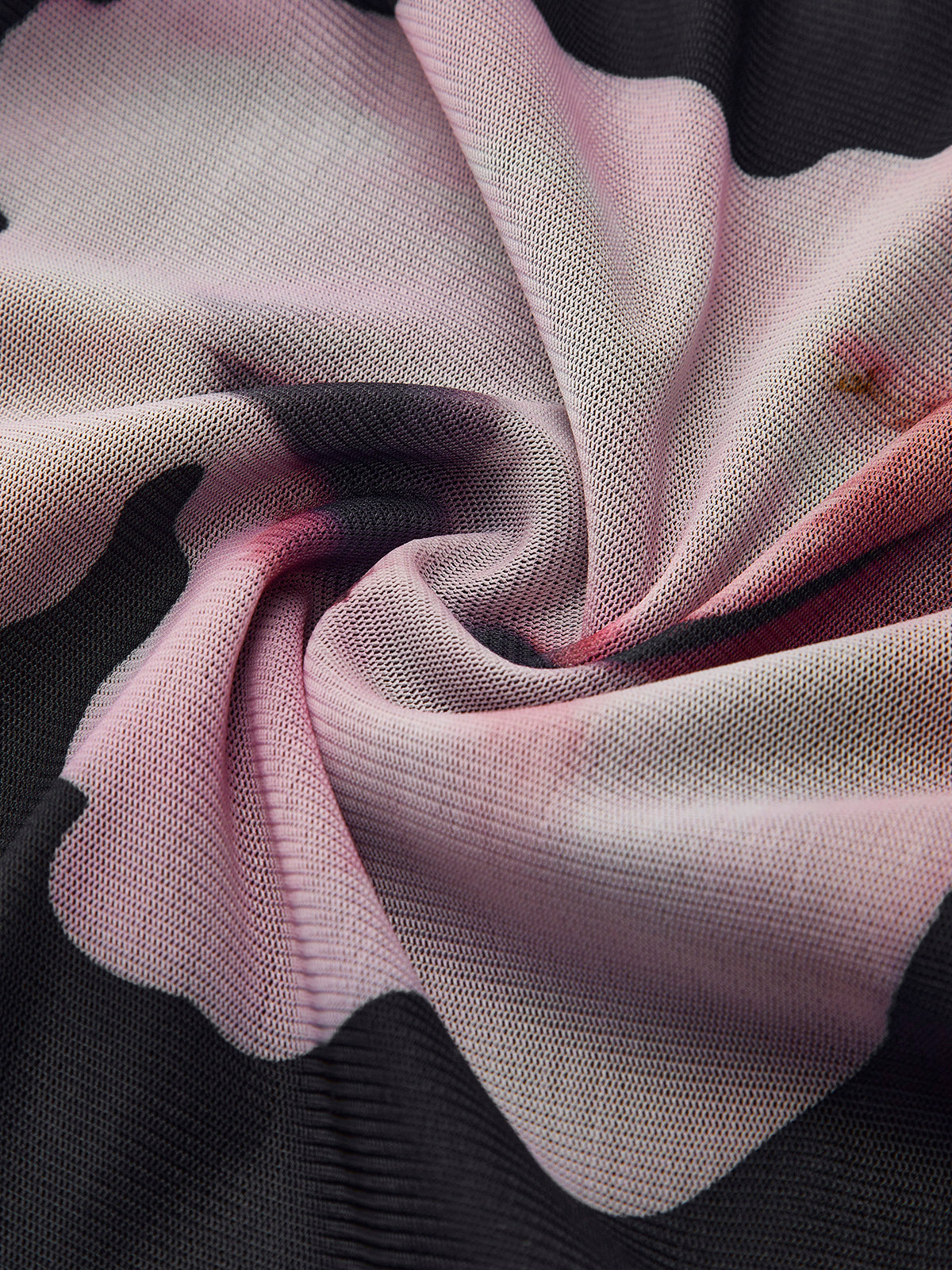 Asimetrik Yaka Çiçek Desenli Tül Elbise