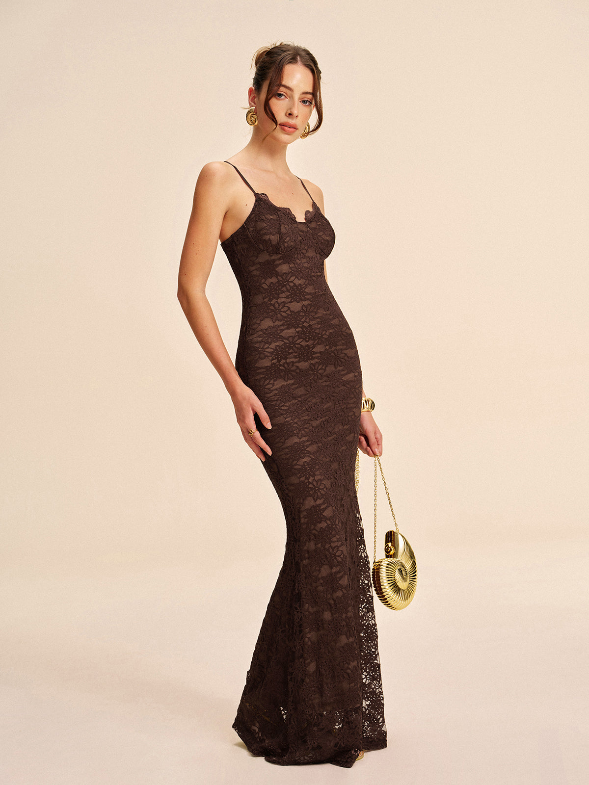 dantel askılı maksi elbise