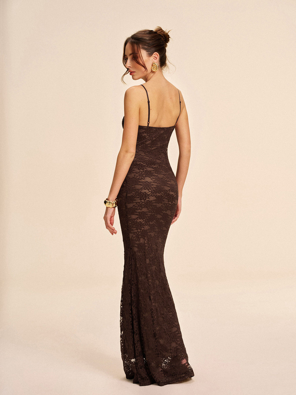 dantel askılı maksi elbise