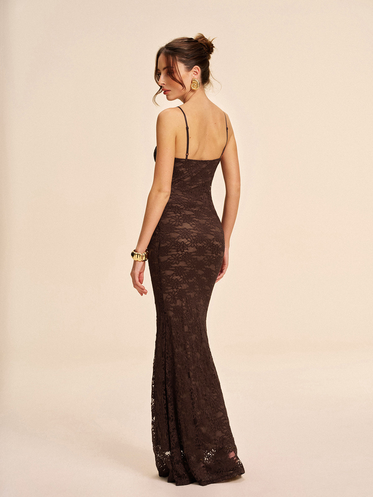 dantel askılı maksi elbise