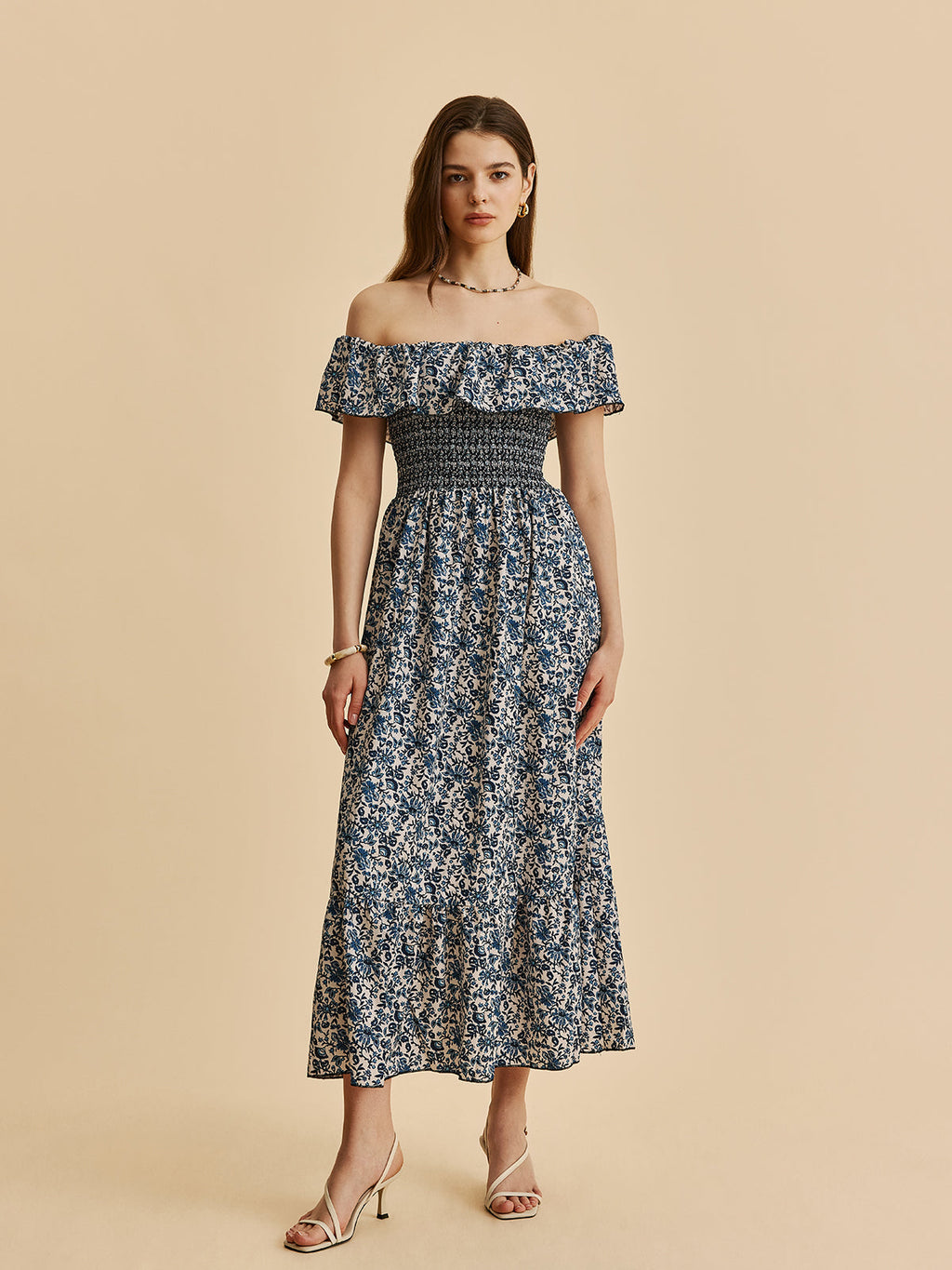 çiçek desenli  midi elbise