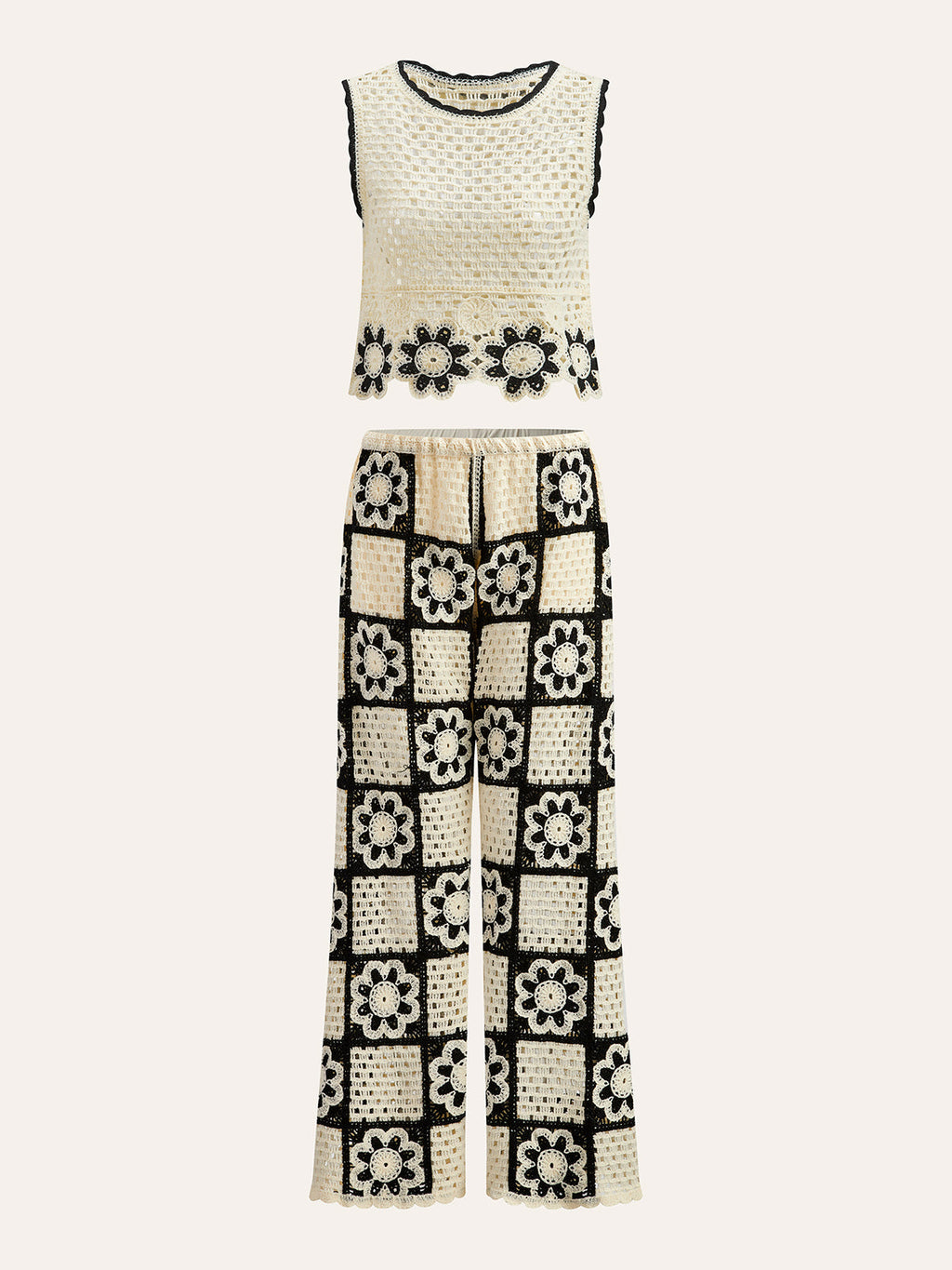 Çiçek Desenli Üst ve Pantolon Takımı
