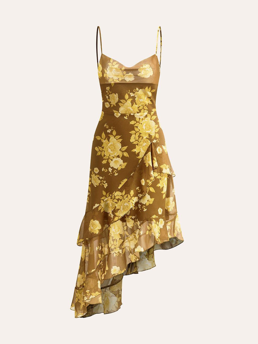 Çiçek desenli askılı mini elbise
