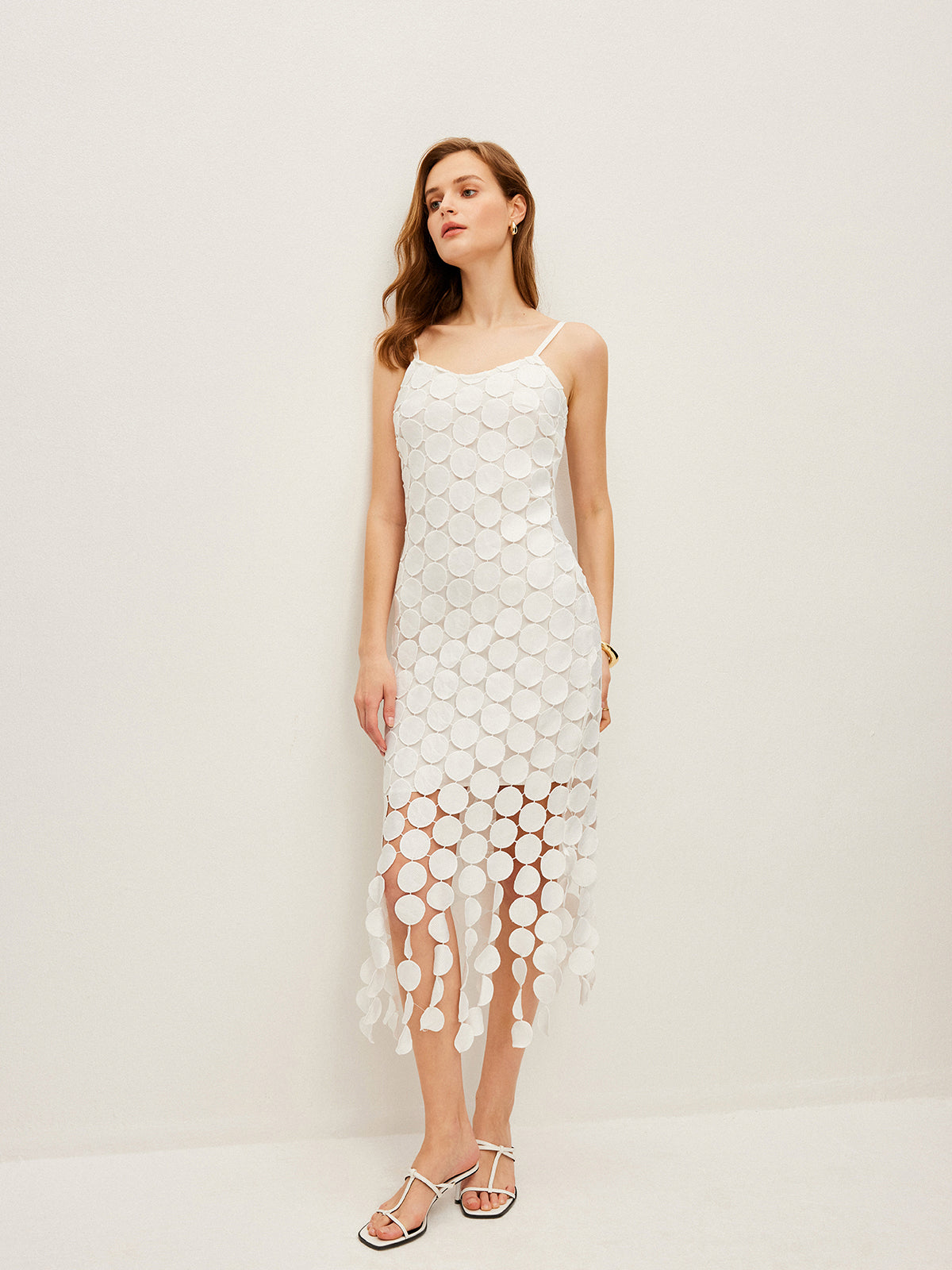 askılı midi elbise