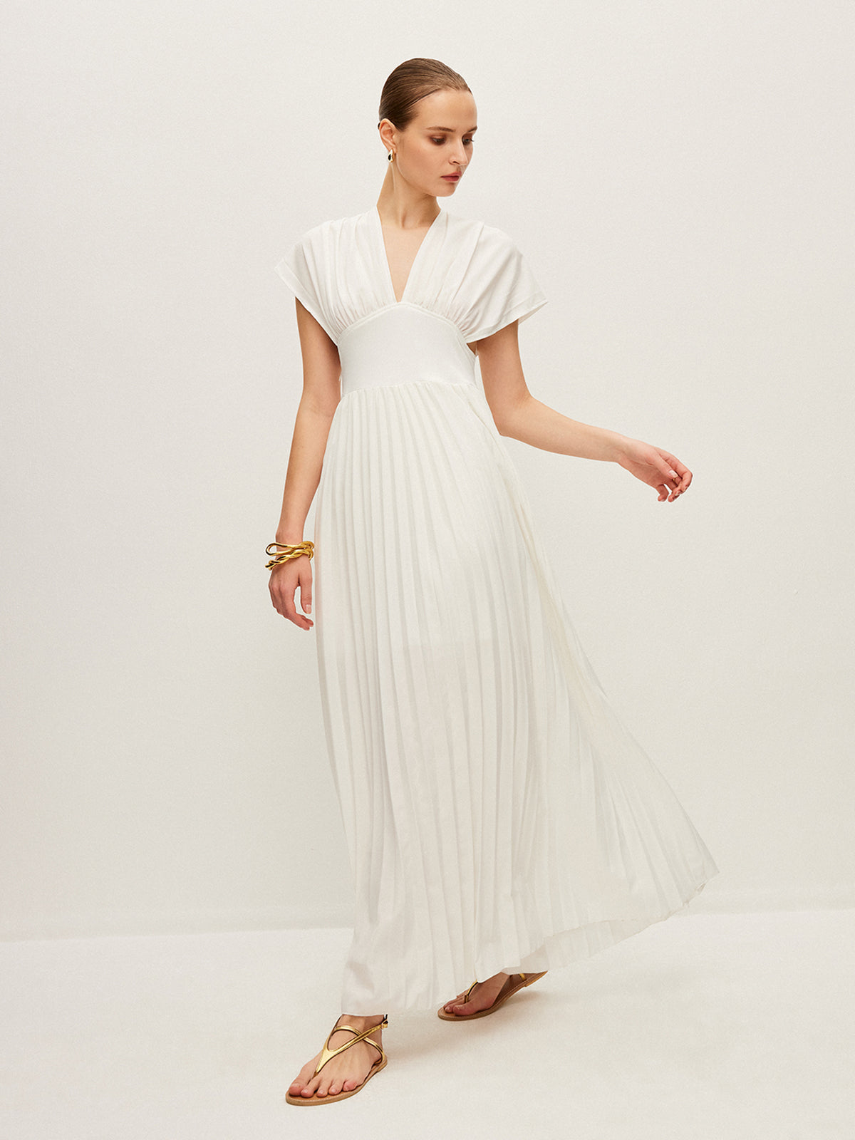 Büzgülü maksi elbise