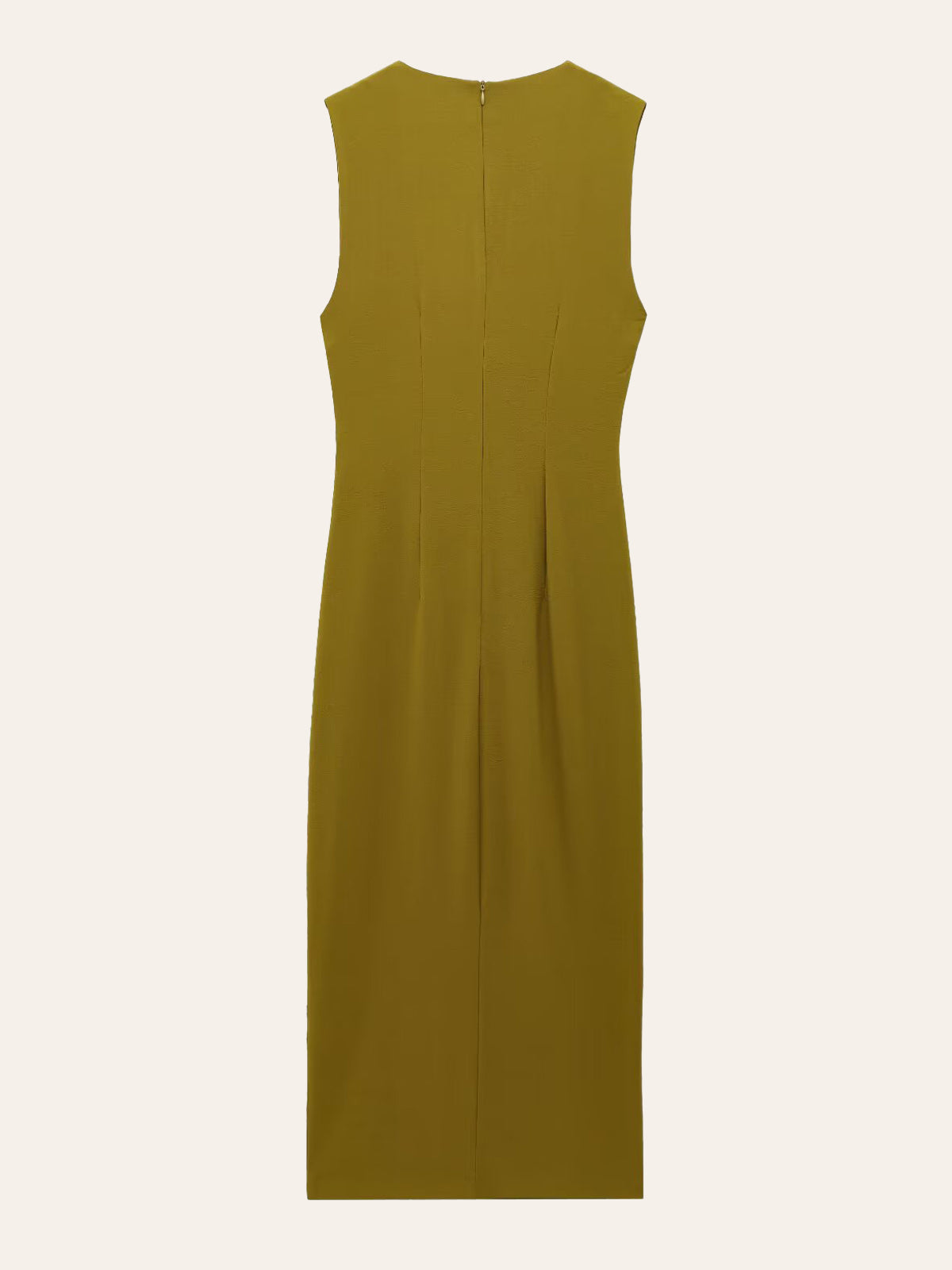 büzgülü kolsuz midi elbise