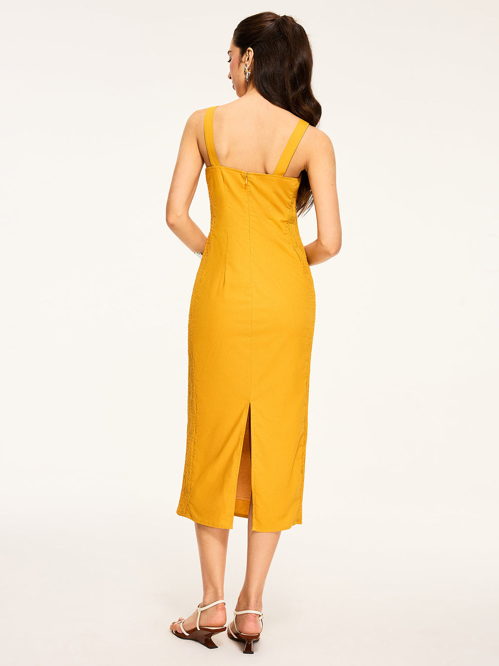 büzgülü midi elbise