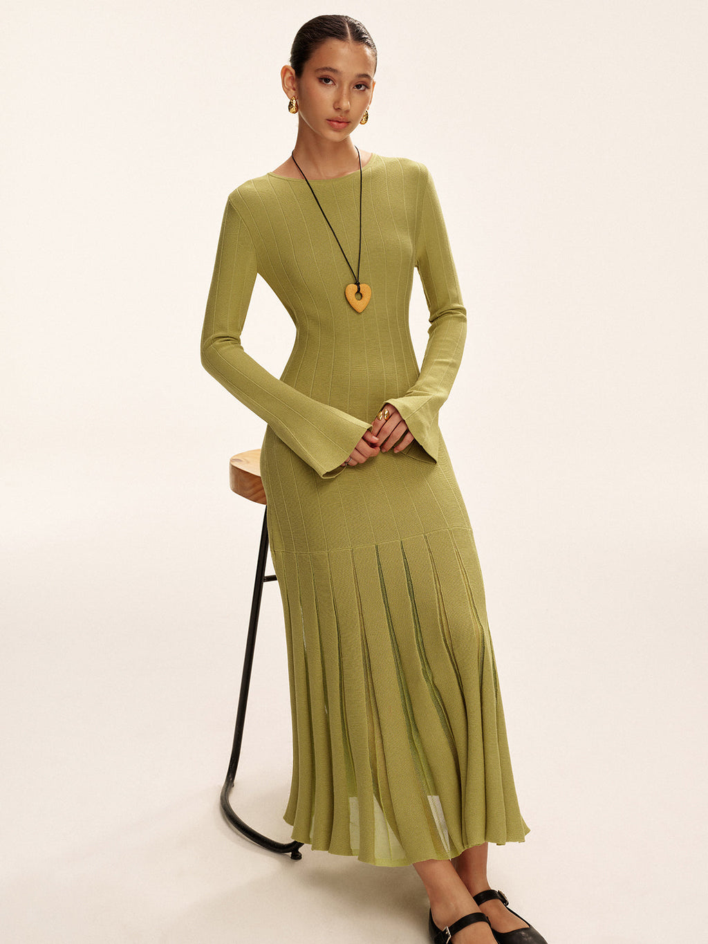 büzgülü maksi elbise