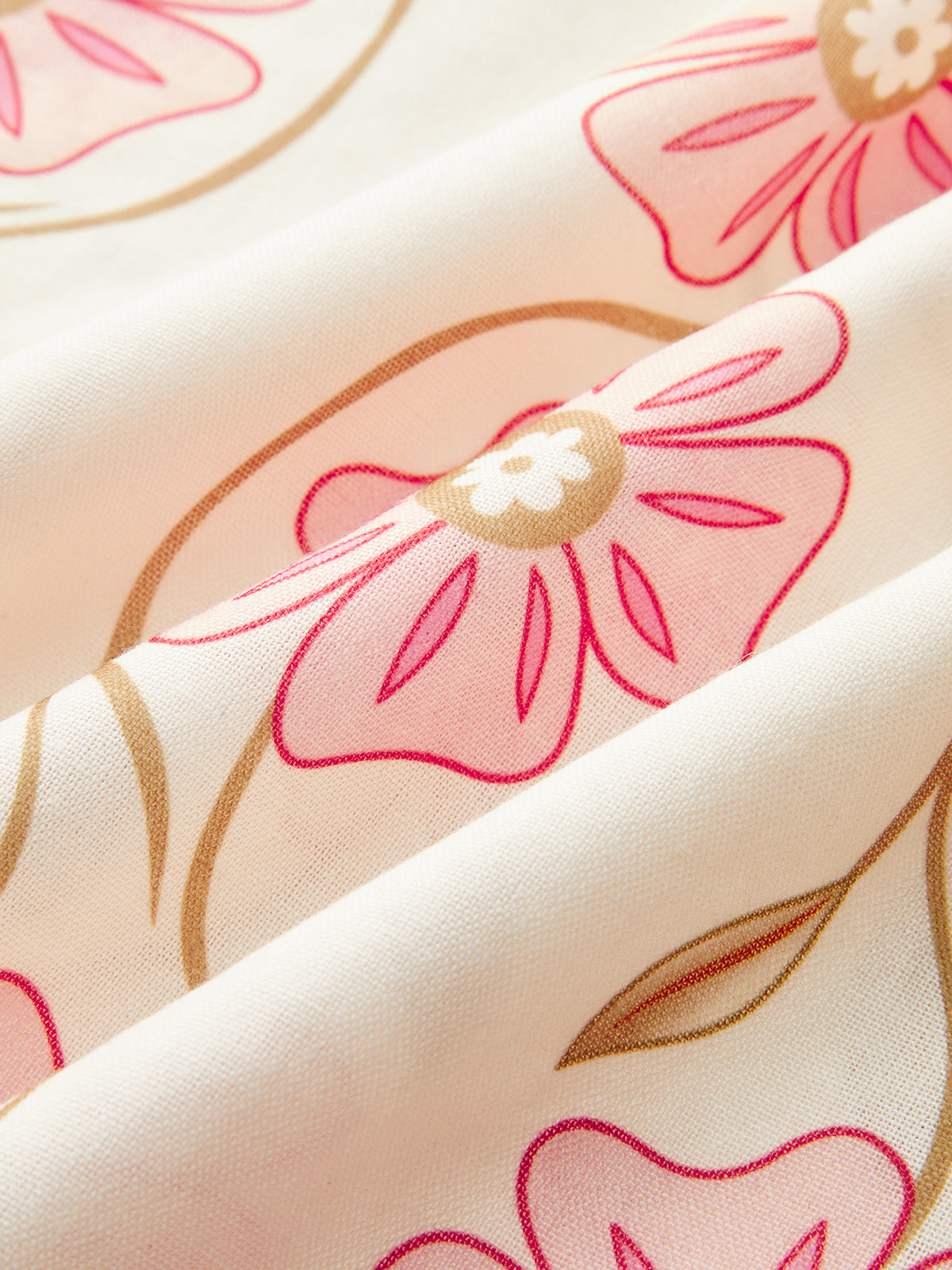 Çiçek desenli V yaka maksi elbise