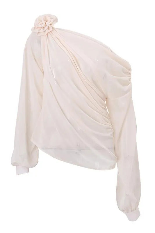 Bloom Çiçekli Asimetrik Bluz