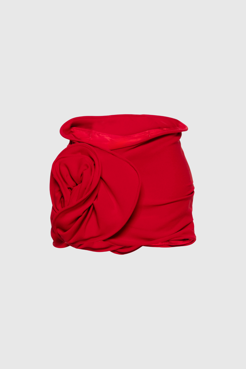 Büzgü ve Çiçek Detaylı Vücuda Oturan Kısa Etek