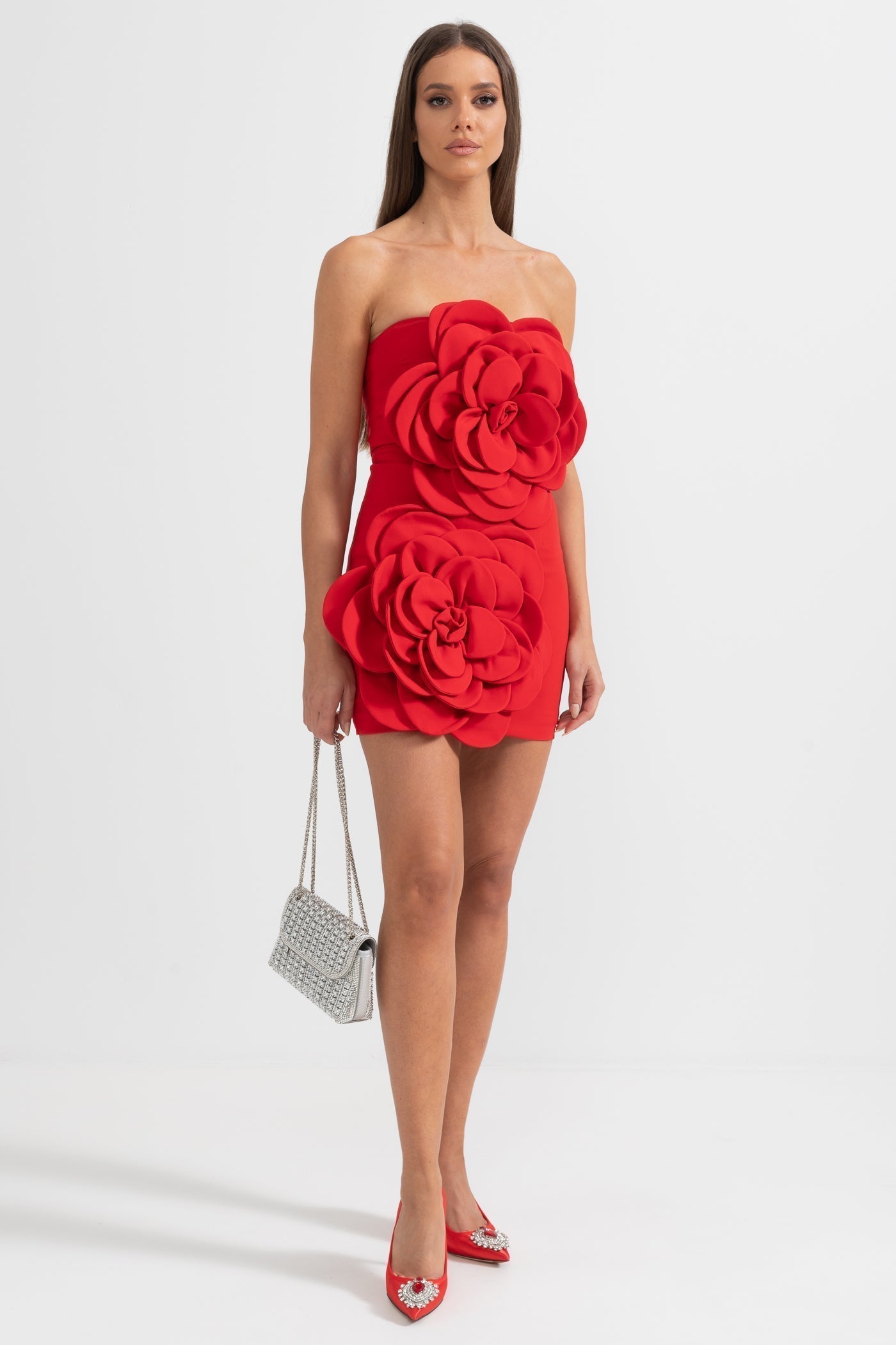 Çiçek Desenli Mini Elbise