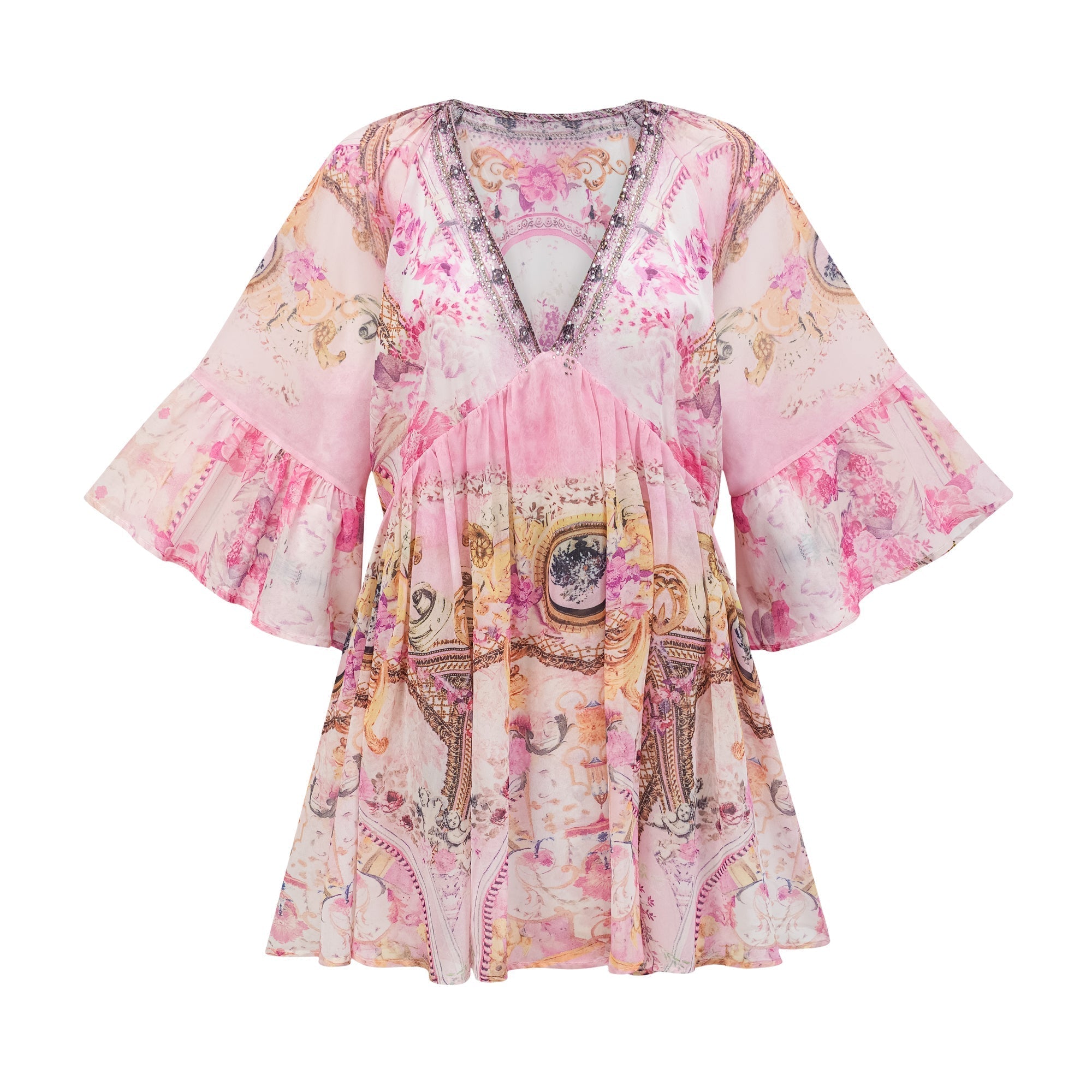 Camille desenli mini elbise