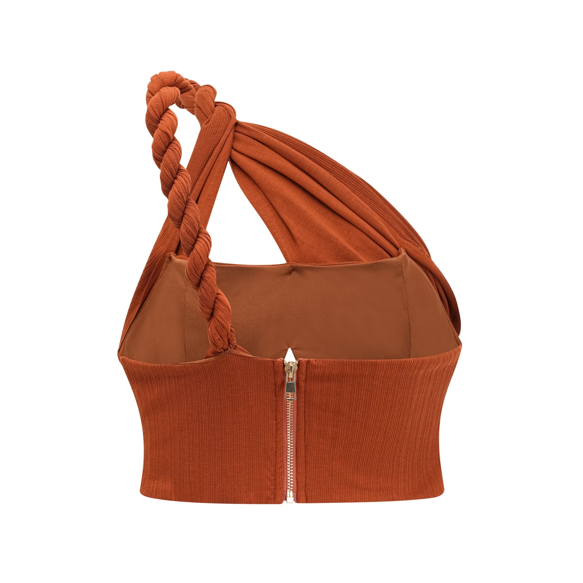 Célestine Kahverengi Burgu Detaylı Kesik Bluz ve Etek Takımı