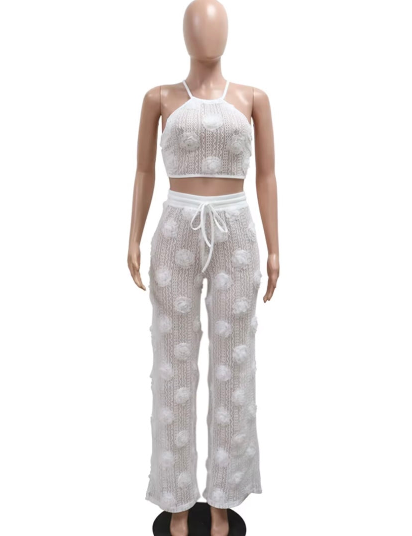 Aplikeli İpli Pantolon Takımı