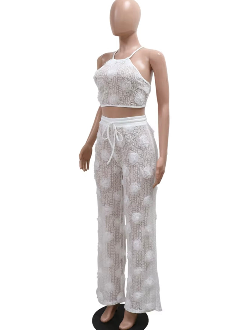 Aplikeli İpli Pantolon Takımı