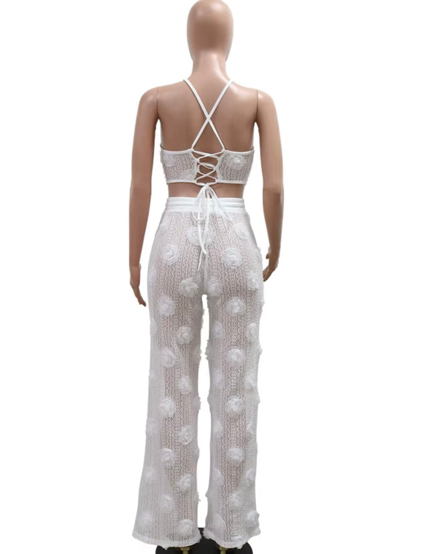 Aplikeli İpli Pantolon Takımı