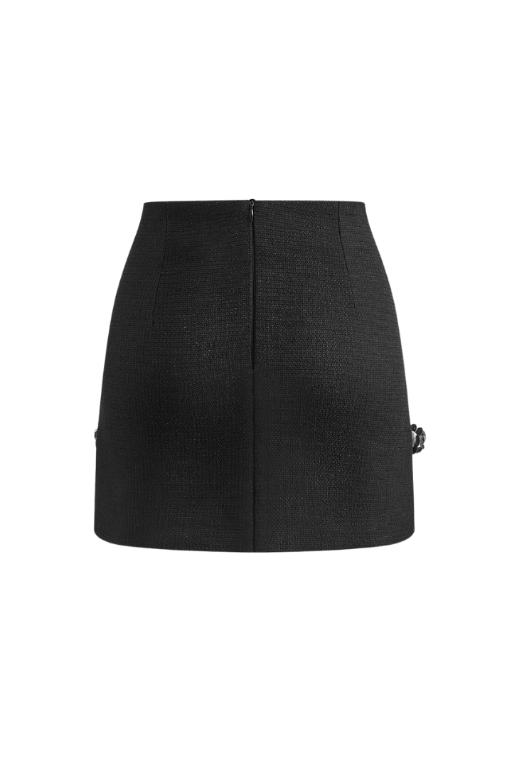 Çiçek Süslemeli Mini Etek