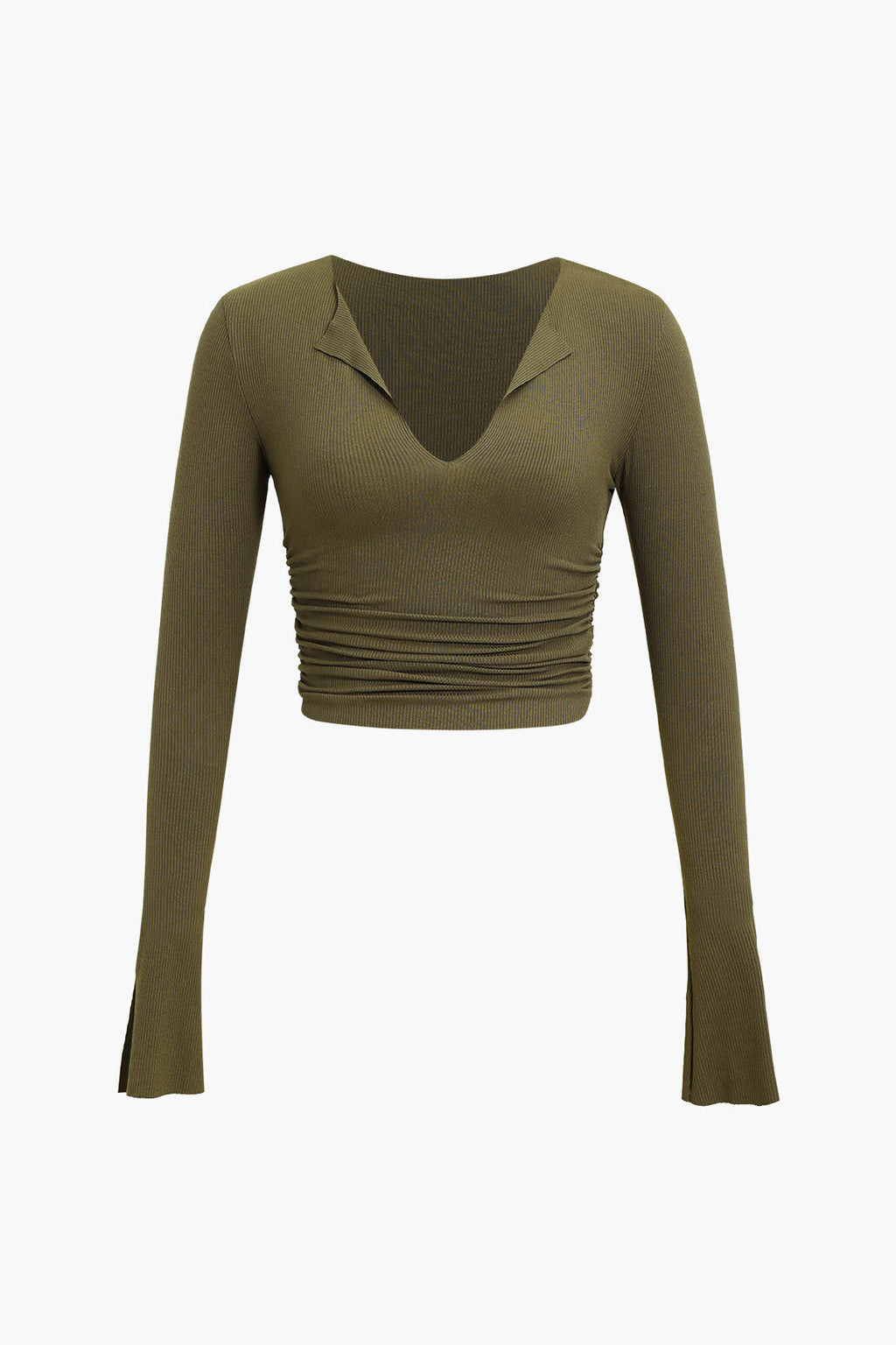 Dantelli V Yaka Yırtmaçlı Kol top