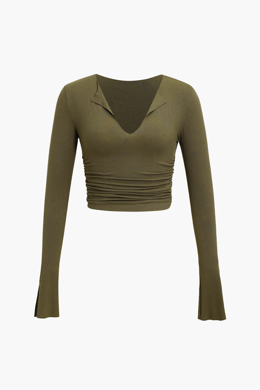 Dantelli V Yaka Yırtmaçlı Kol top