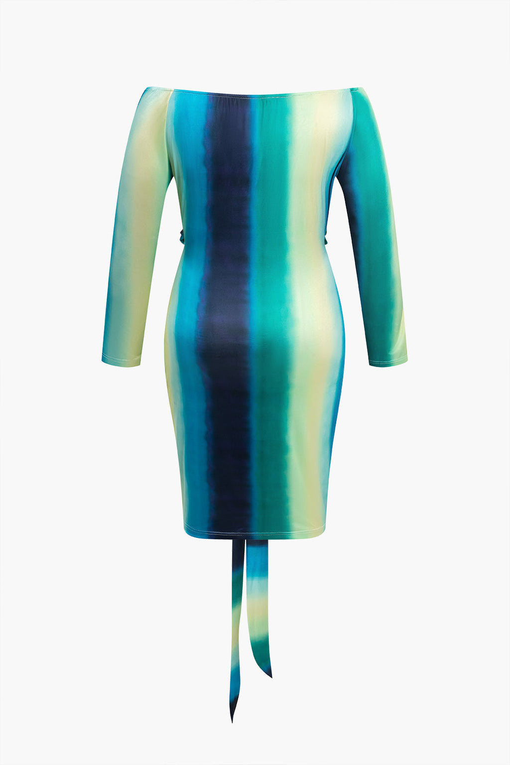 Büyük Beden Ombre Önden Bağlamalı Midi Elbise