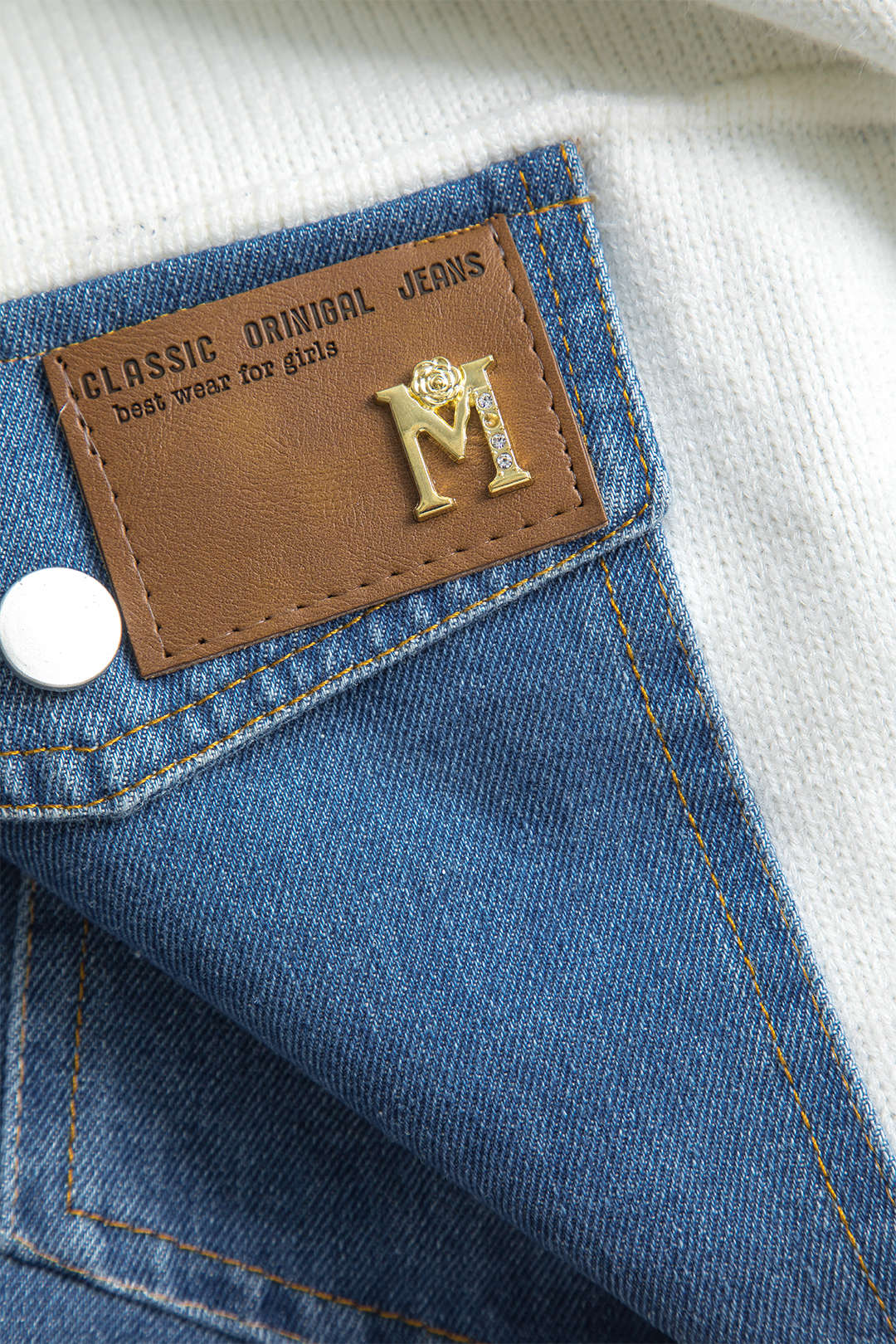 Denim Patchwork Cepli Kazak Hırka