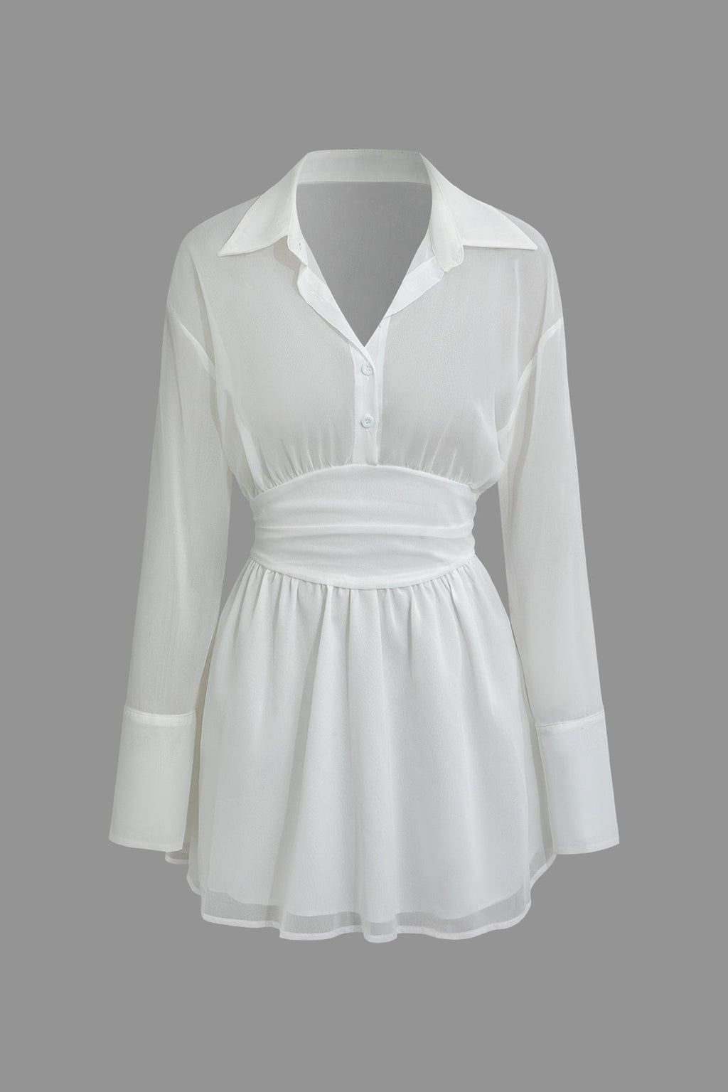 Belli Uzun Kollu Gömlek Mini Elbise