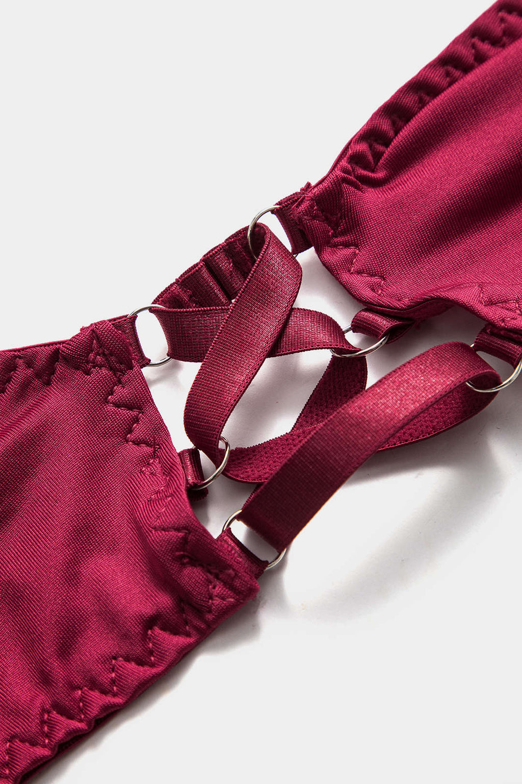 Choker Bağlama Öndeki Kesik Detaylı Lingerie Garter Seti ve Eldiven