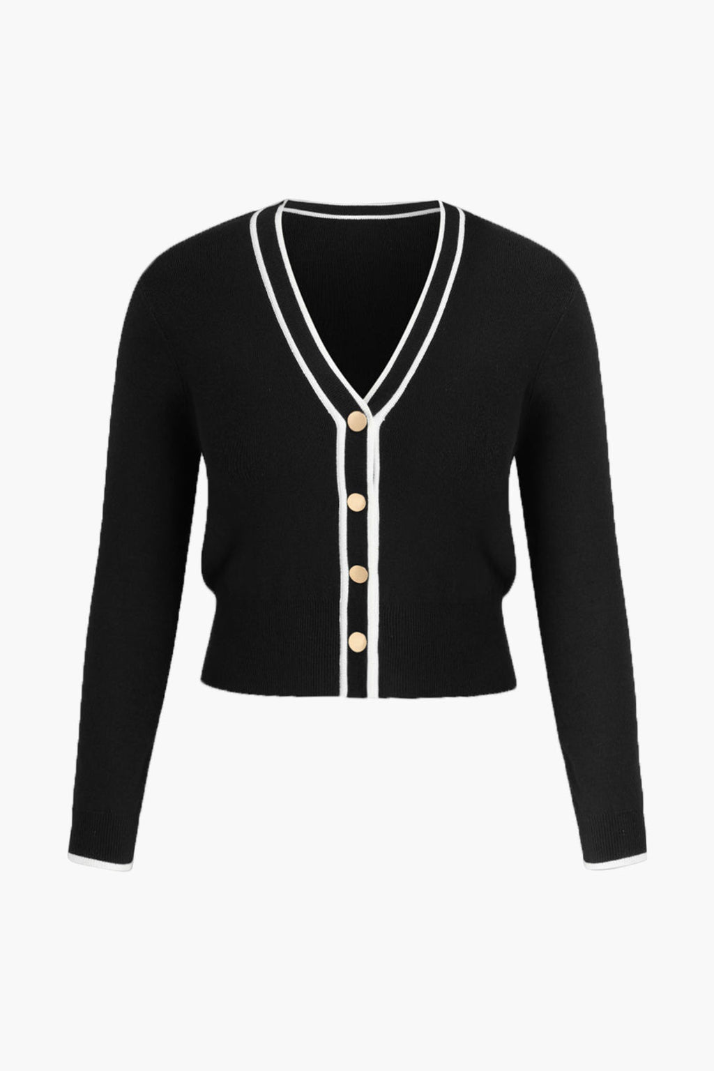 Büyük Beden Örgü V Yaka Düğmeli Uzun Kollu top