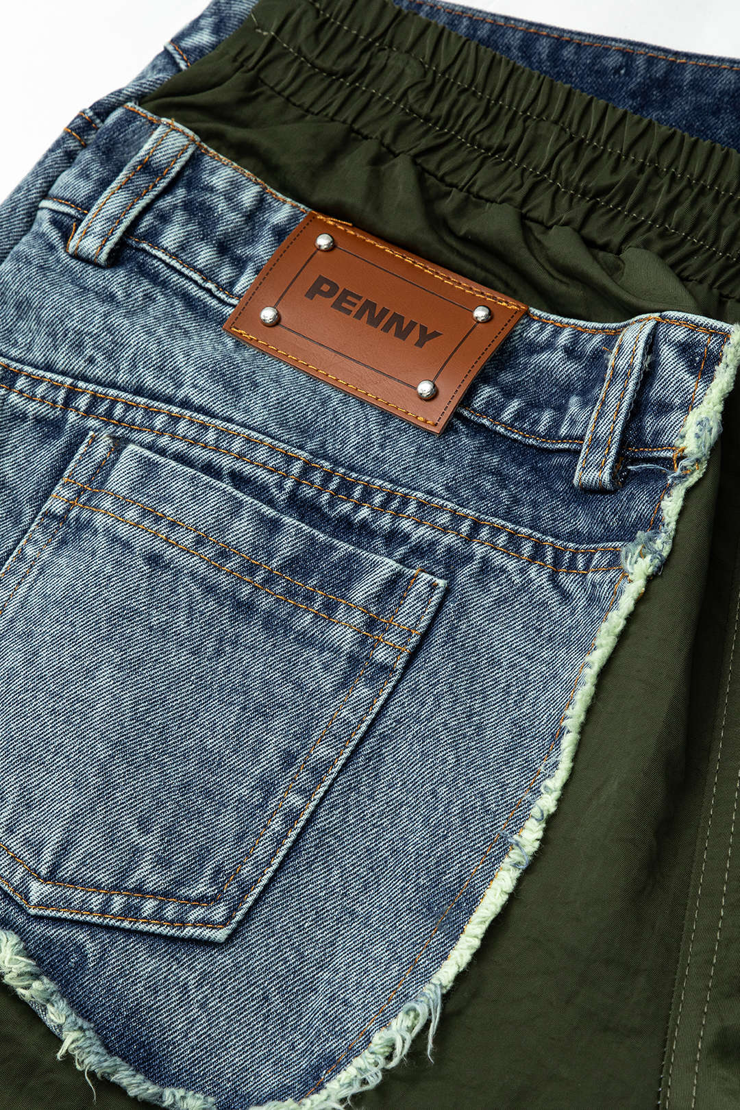 Denim Patchwork Kapaklı Cep İpli Kargo Kot