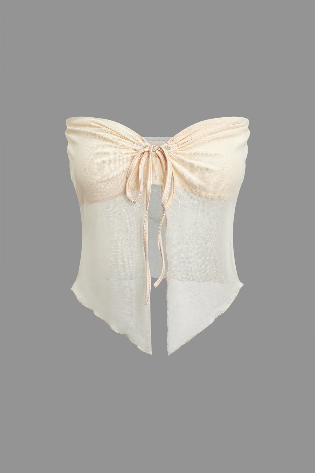 Büzgülü Çift Katmanlı Tül Askısız Yırtmaçlı Üst ve Maxi Etek Takımı