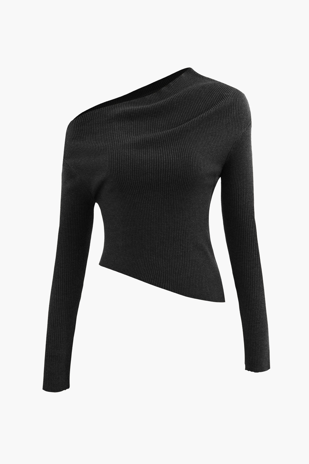 Asimetrik Uzun Kollu Ribanalı Triko top