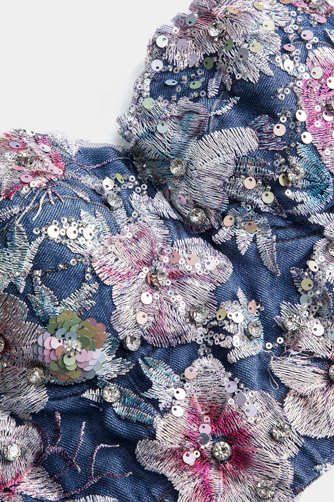 Denim Payet Nakışlı Büstiyer Elbise Üstü