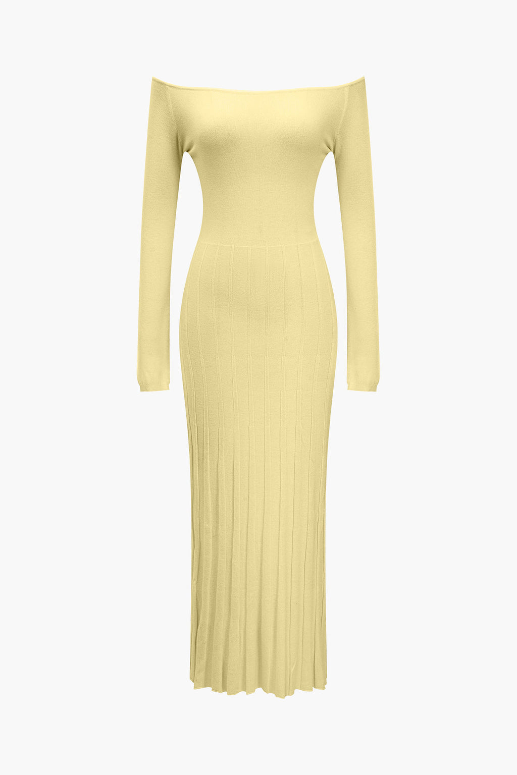 Basic Katı Örgü Düşük Omuz maksi Elbise