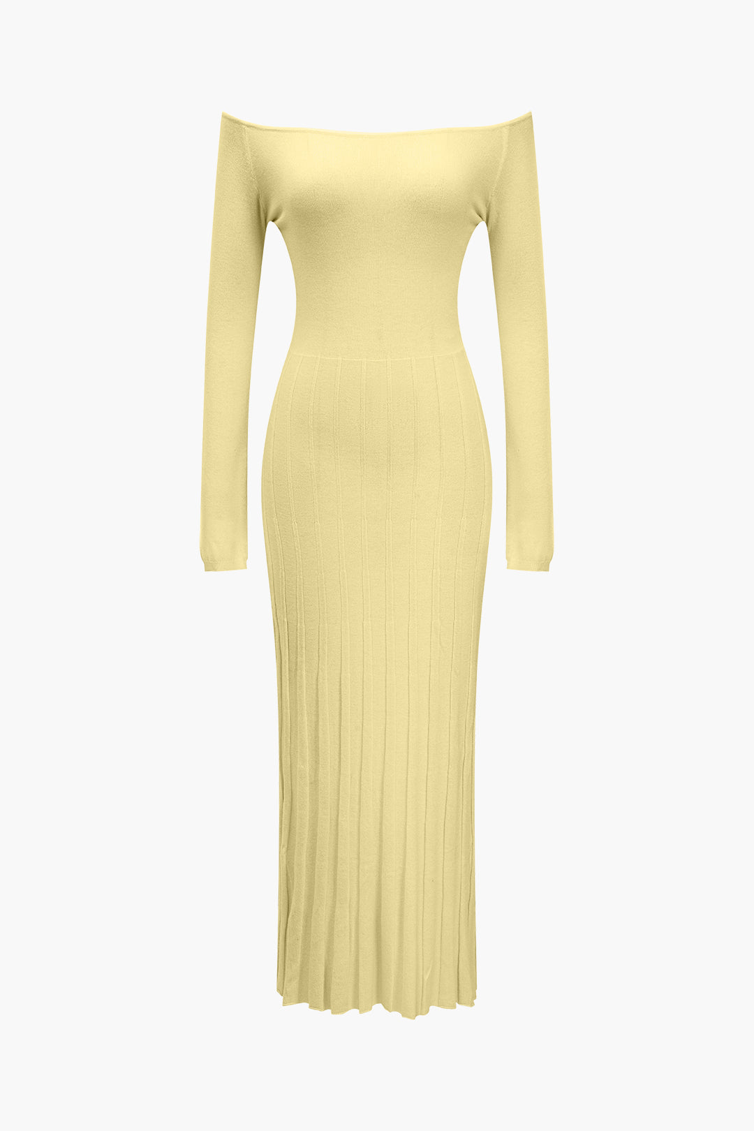 Basic Katı Örgü Düşük Omuz maksi Elbise