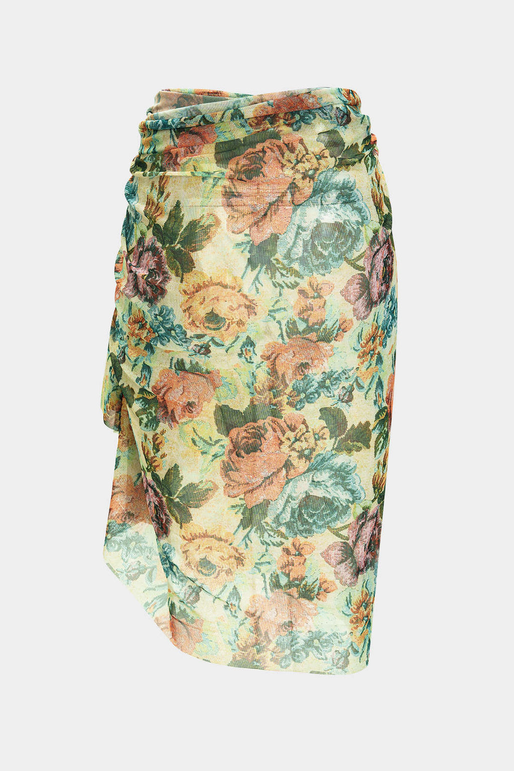 Çiçek Desenli Metalik Aksesuarlı Korse Karın Toparlayıcı Mayo ve Pareo Mayo Eteği Seti