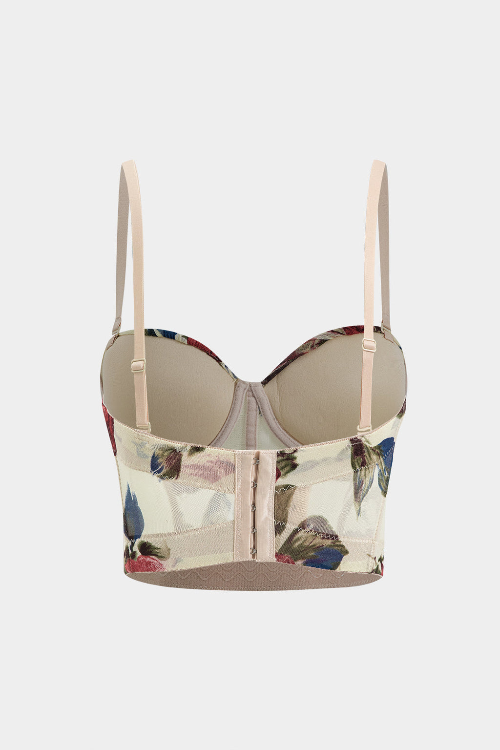 Çiçek Desenli Tül Sırt Dekolteli Korsaj Slip Atlet