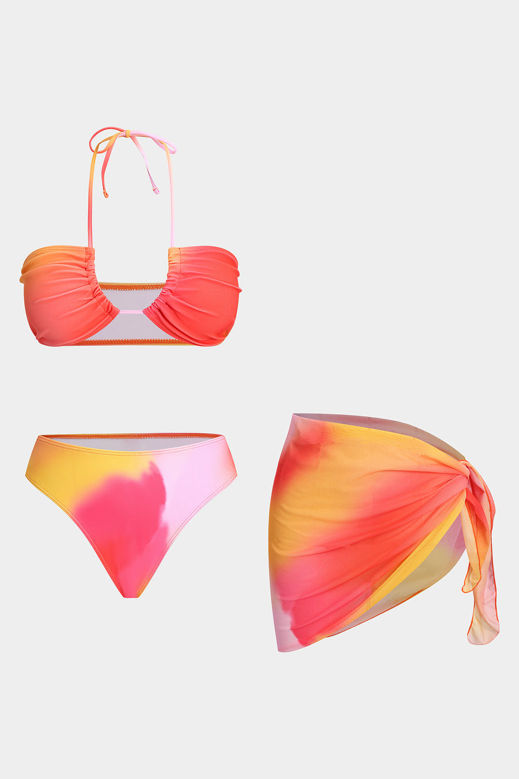 Bağlamalı Bikini ve Mayo Eteği Pareo Takımı