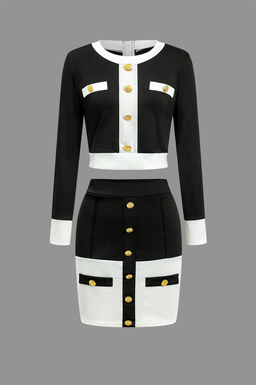 Apri Düğmeli top ve Etek Takım