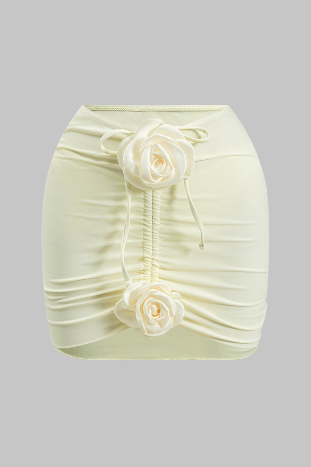 3D Çiçekli Büzgülü Bikini ve Mayo Eteği Pareo Takım