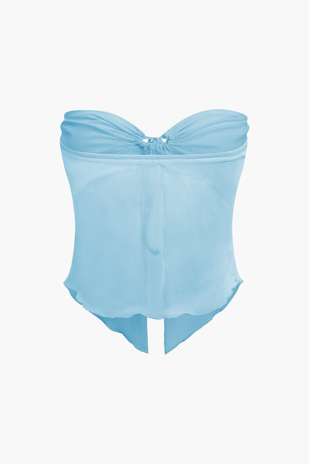 Büzgülü Çift Katmanlı Tül Askısız Yırtmaçlı Üst ve Maxi Etek Takımı