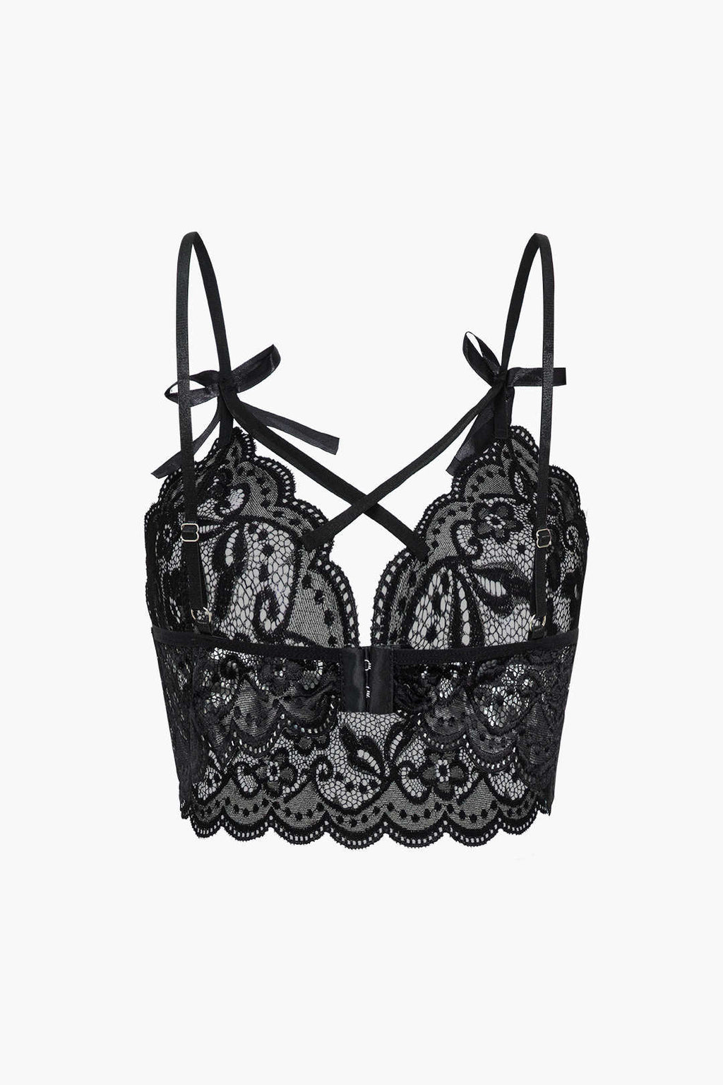 Lace Backless Kesik ve Bağlama Detaylı İç Giyim Garter Seti