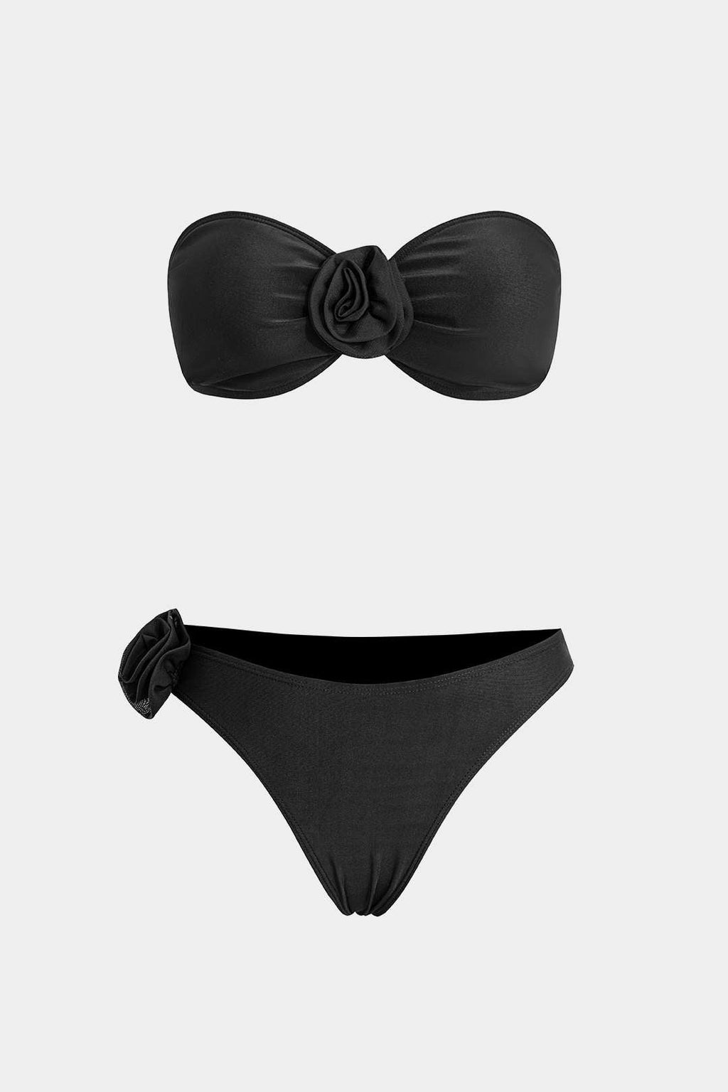 3D Çiçekli Büzgülü Bikini Takımı